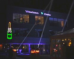 opening-nieuw-gebouw-ico Laserprojectie op gebouw